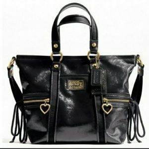 Coach Daisy Liquid Gloss Black Tote